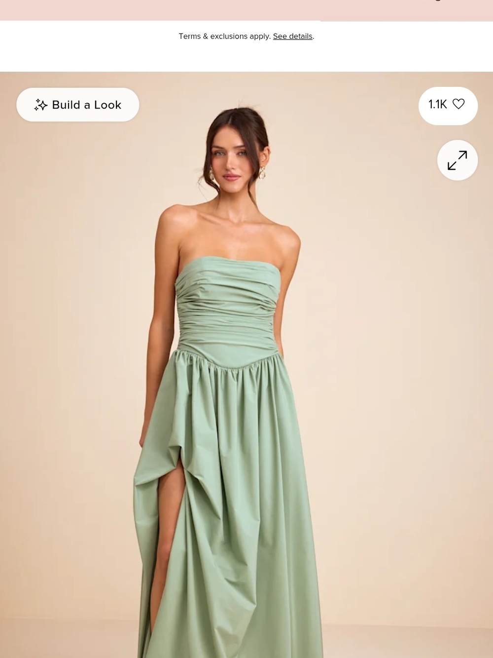 Lulu's Strapless Sage Green Ruched Bodice Gown